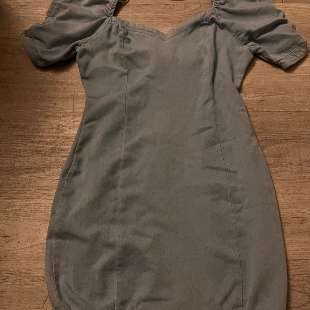 Denim V neck dress